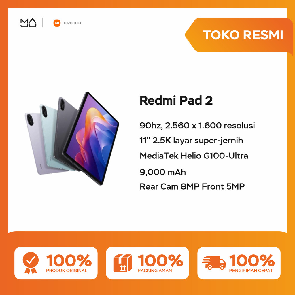Xiaomi Redmi Pad 2 4/128GB [11" 2.5 Layar Super-jernih, Baterai jumbo 9000mAh (typ), Helio G100-Ultra] - Garansi Resmi Harga  2,339,000 Ringgit*Penghantaran Percuma