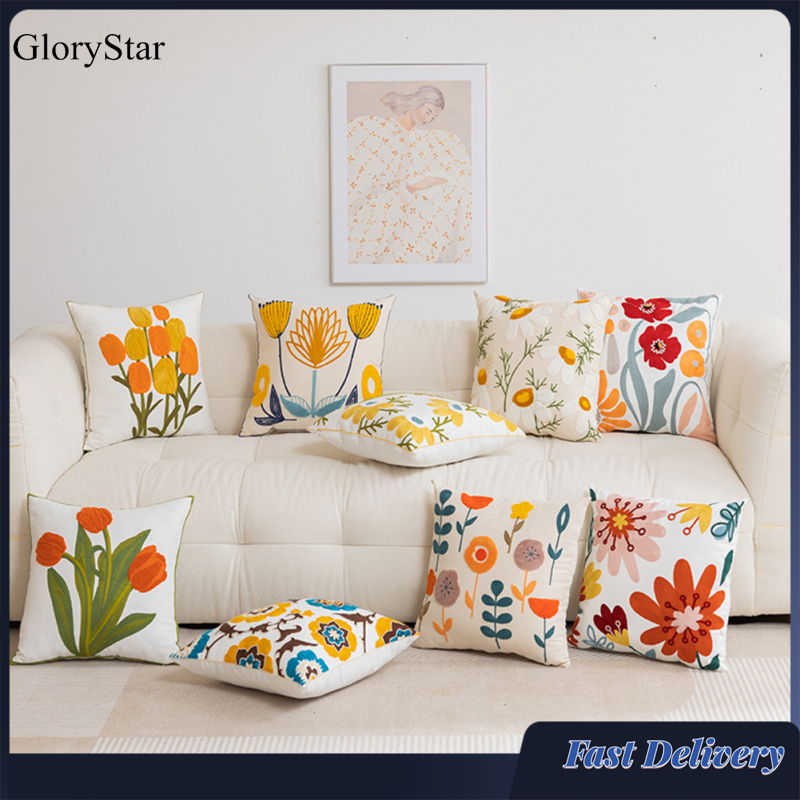 GloryStar Pillow Cover Wrinkle Fade Stain Resistant Decorative Cushion
