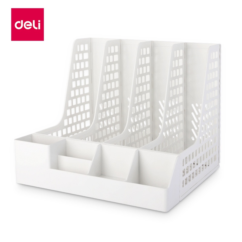 Kệ Đựng Tài Liệu Deli 4 Ngăn: Giá Đựng Sách Vở Hồ Sơ Giấy Tờ Văn Phòng - Thiết Kế Màu Pastel Dễ Thương Nhỏ Gọn Và Tiện Lợi Phù Hợp Mọi Không Gian