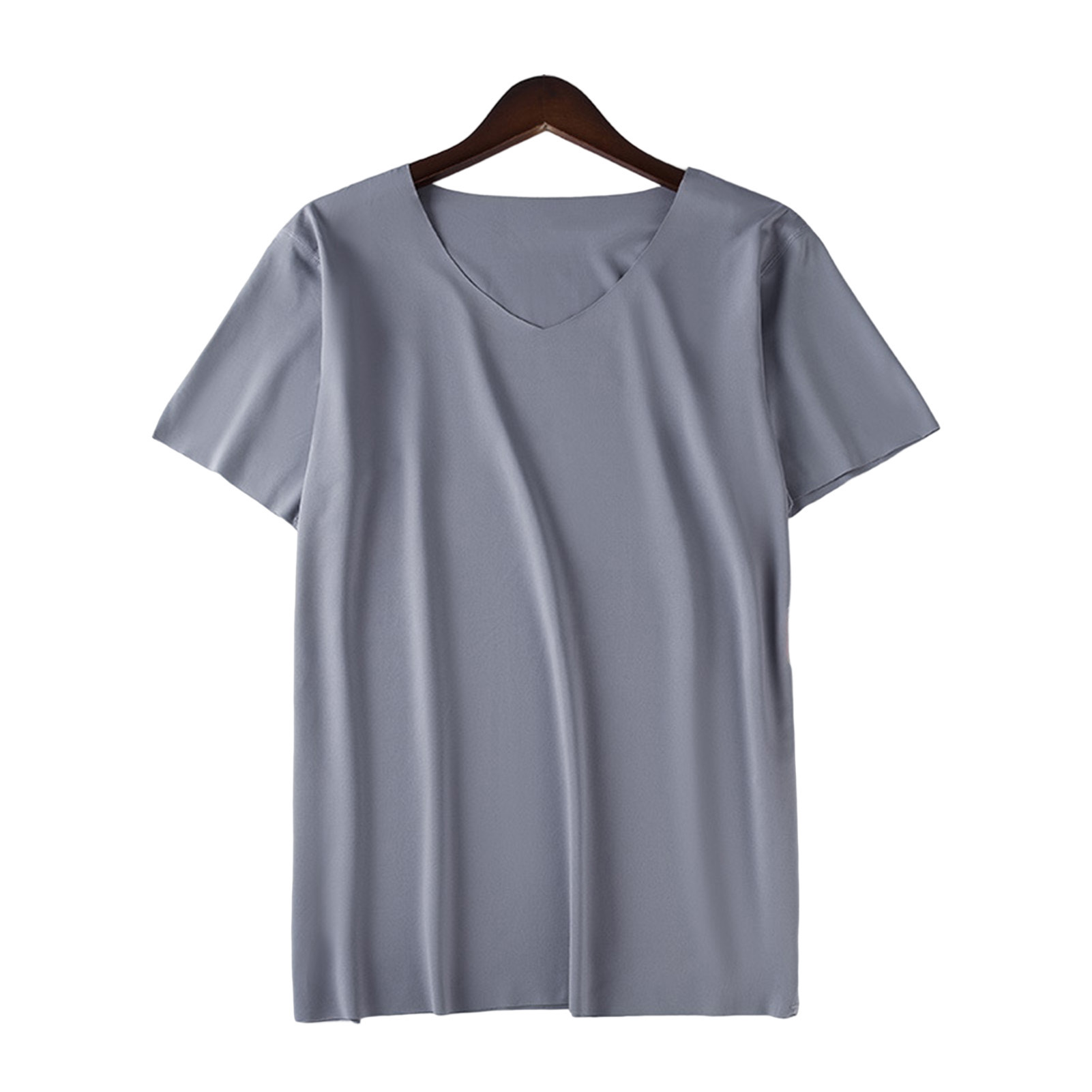 Dece Flor Men T-shirt Short Sleeves V Neck Slim M to 4XL Quick Dry Streetwear Solid Color Summer Casual Tee Shirt Top Sports Wear Fashion Men T-shirt - 1