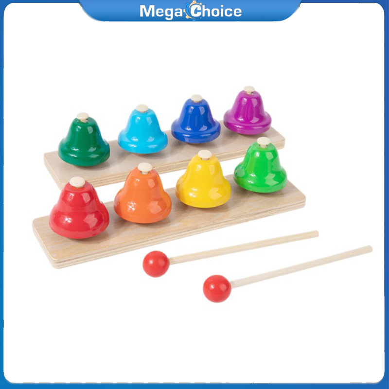 MegaChoice Desk Bells For Kids 8 Colorful Hand Bells Set Wooden Musical Instrument Birthday Christmas Gift For Girls Boys ราคา 433 บาท*ส่งฟรี