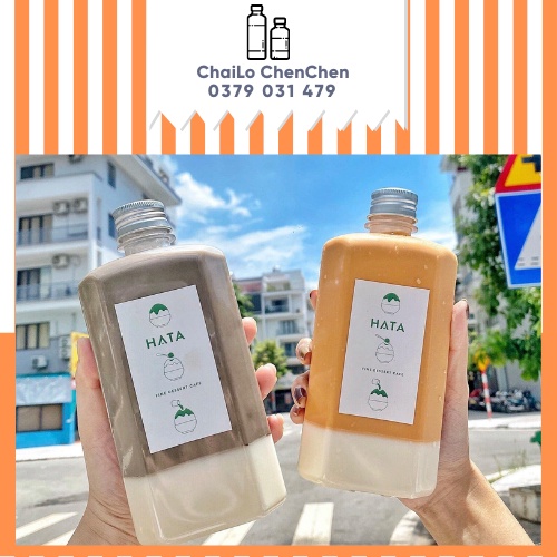 Combo 50c chai dẹp vuông nắp nhôm 500ml
