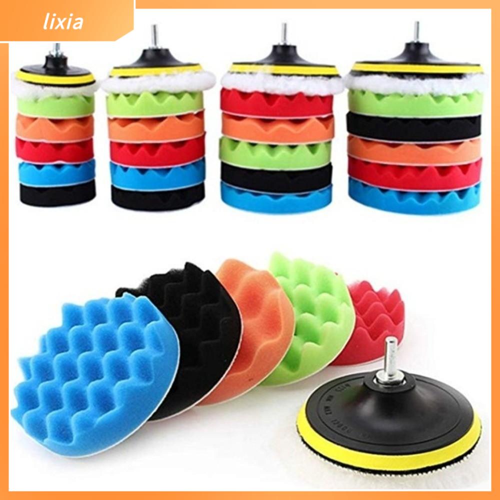 LIXIA 8pcs Thực tế Đệm đánh bóng xe hơi Bọt biển Mềm mại Bộ miếng bọt biển đánh bóng Đệm Waffle Bọt Sóng Đồ dùng cho ô tô