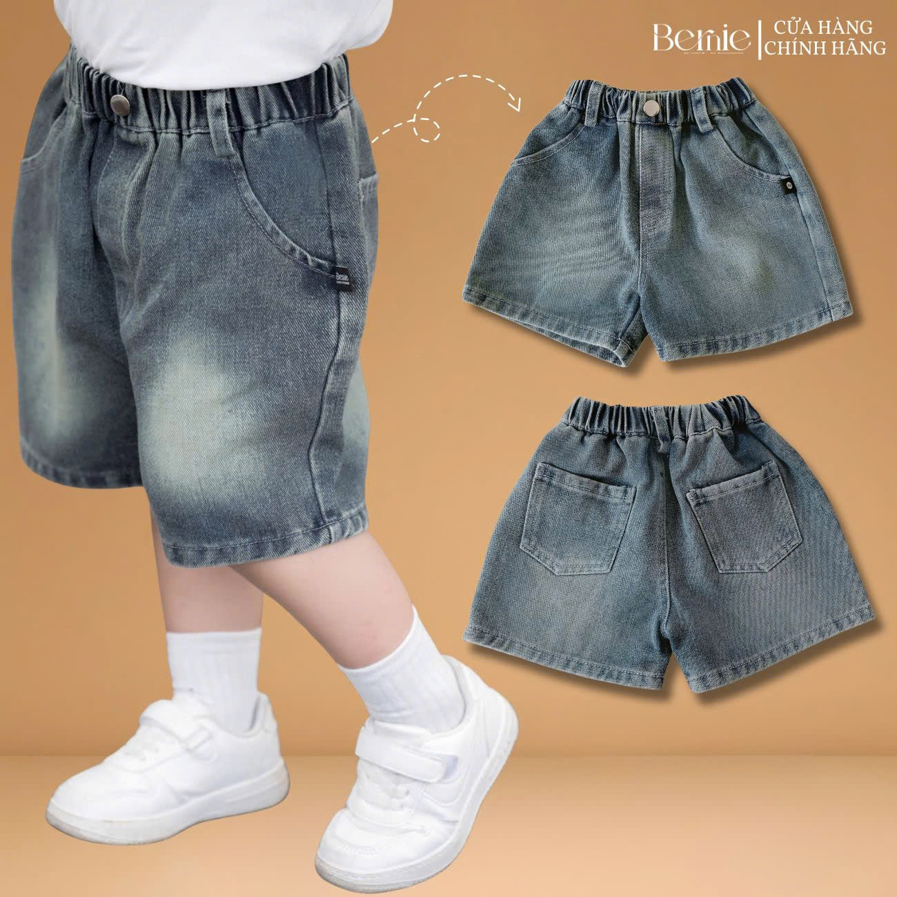  Quần short quần jean đùi bé trai phong cách hàn quốc đi chơi đi học 9 tới 28kg BERNIE KIDS T0425B65Q 