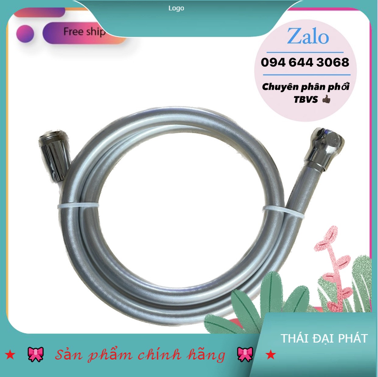 Dây sen - Dây xịt nhựa dẻo màu xám bóng chống xoắn ốc đồng cao cấp