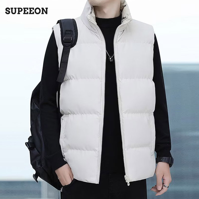 SUPEEON Men can wear a sleeveless vest sleeveless light warm teen student