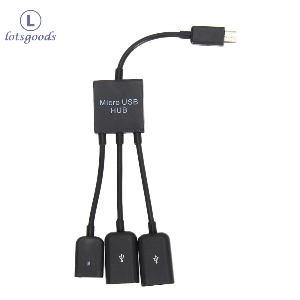 3 Trong 1 đầu chia Micro USB Kép Micro USB 2.0 Máy Chủ Đầu chuyển đổi cổng chia OTG Đầu Đực thành đầu cái Micro USB 2.0 Điện cổng sạc OTG Hub
