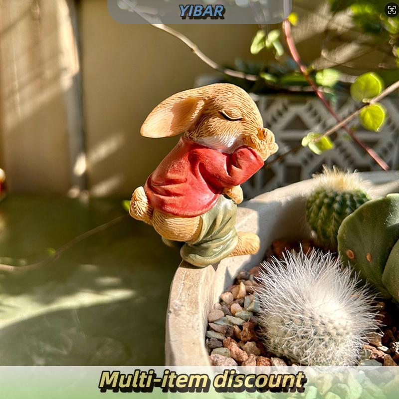 YIBAR รูปปั้นสวนกระต่ายกระต่ายกระต่ายกระต่าย3ชิ้น เซ็ตรูปปั้นหม้อฉ่ำตกแต่งรูปปั้นตั้งโต๊ะบ้านวันคริสต์มาส ราคา 187 บาท*ส่งฟรี