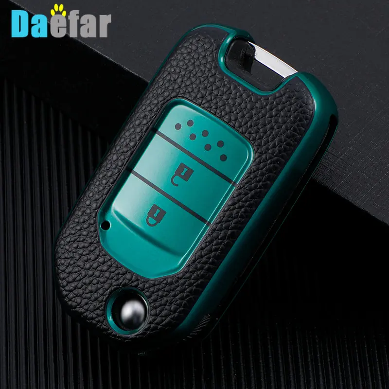 MDY8774-SHOPTPU Leather Car Key Case Shell Cover Fob For Honda Civic HRV CRV XRV CR-V Crider Odyssey Pilot Fit Accord Protector Accessories