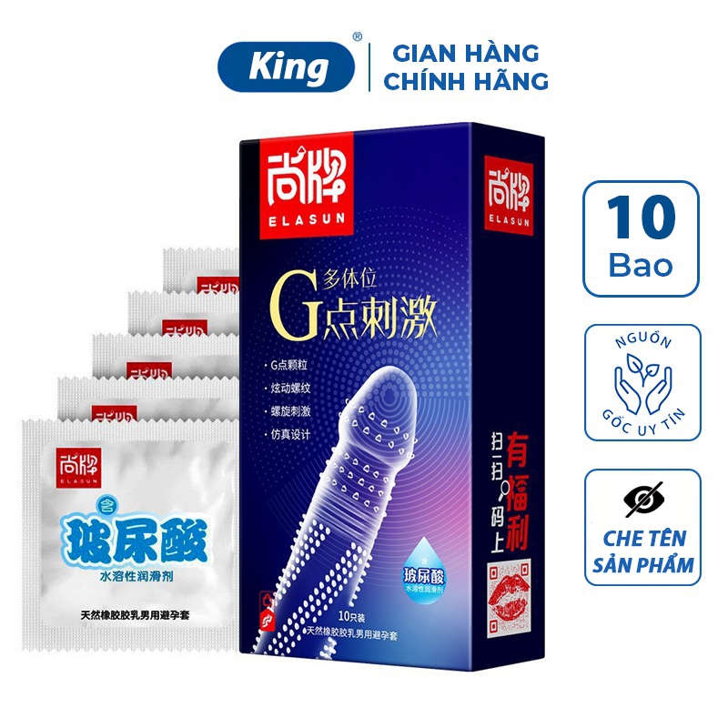 Bao cao su gai ELASUN hộp 10 cái, bcs gai siêu mỏng, bcs có gai kéo dài quan hệ