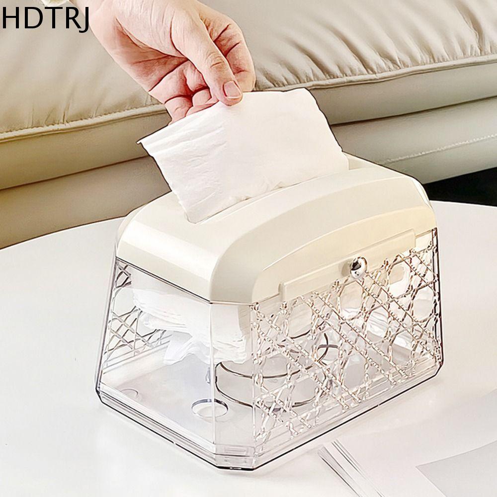 HDTRJ Sức chứa lớn Hộp khăn giấy Sang trọng nhẹ Đế chống trượt Hộp đựng giấy Trong suốt Cỡ lớn Hộp đựng khăn ăn Nhà vệ sinh