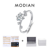MODIAN 1CT Moissanite Ring 925 Sterling Silver Delicate Flower Six Claws Lab Created Diamond Rings For Women Wedding Jewelry