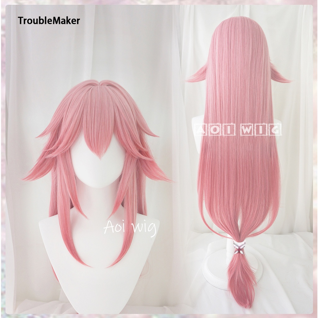 TroubleMaker AOI Genshin Impact Yae Miko Cosplay Wig 100cm Long Pink Gradient Hair Heat Resistant Synthetic Wigs ราคา 458 บาท*ส่งฟรี