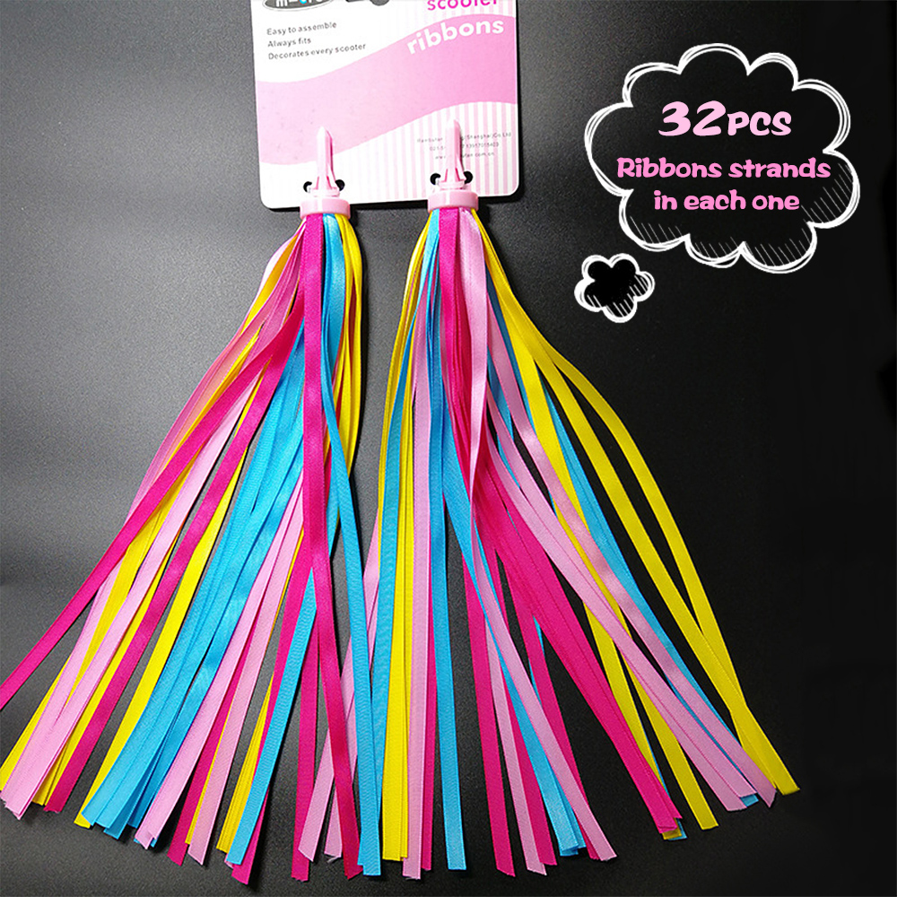 Xixian 2 cái Xe đạp trẻ em streamers-Cầu Vồng tua ruy băng cho xe tay ga tay lái Dễ dàng lắp đặt (color4)