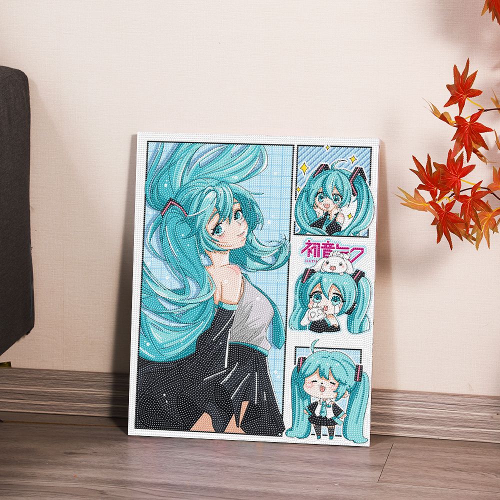 Hatsune Miku Diamond Painting Diy Diamond Sticker Cartoon Animation Cute Full Diamond 40x50 Strawber