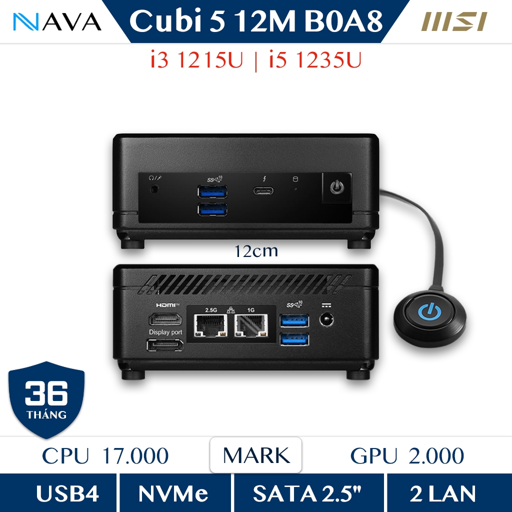 Mini PC MSI Cubi B0A8 Intel Core i51235U  i51215U DDR4  Mini NUC Văn Phòng