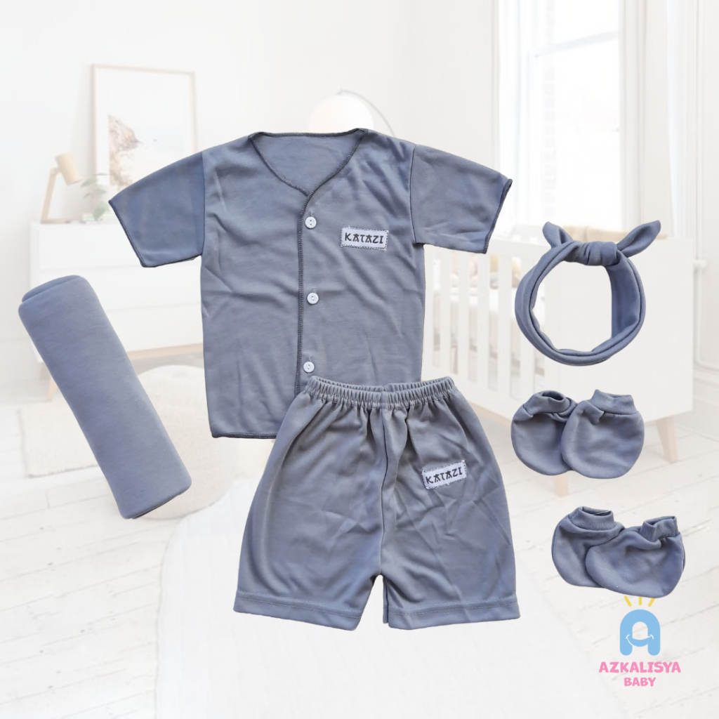 Paket Bundle Newborn Bayi Baru Lahir Perempuan Set Pendek Bedong Bando Sartaki Polos
