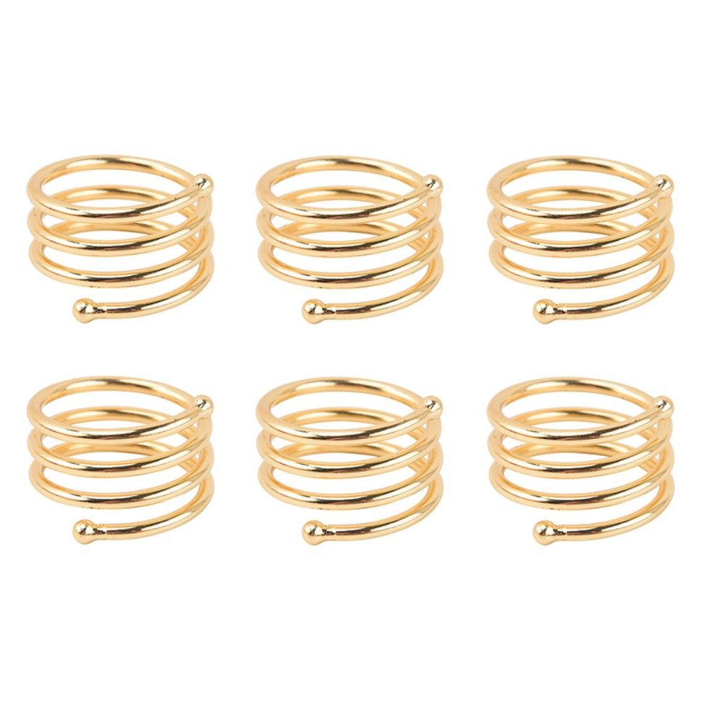 ECOCOKU 6pcs Có thể tái sử dụng Vòng khăn hình lò xo Kim loại Vàng/Bạc Giá đỡ khăn ăn bàn Đồ dùng tiệc tùng Hạt đôi Khóa khăn ăn Giáng sinh Lễ tạ ơn - 3