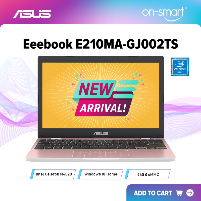 【Next Day Delivery】ASUS Eeebook E210MA-GJ002TS | Intel Celeron N4020 Processor | 4GB DDR4 RAM | 64GB EMMC | Intel UHD 600 Graphics | 11.6 HD 1366 x 768 Anti-Glare Display | Windows 10 Home | 1 Year International Warranty