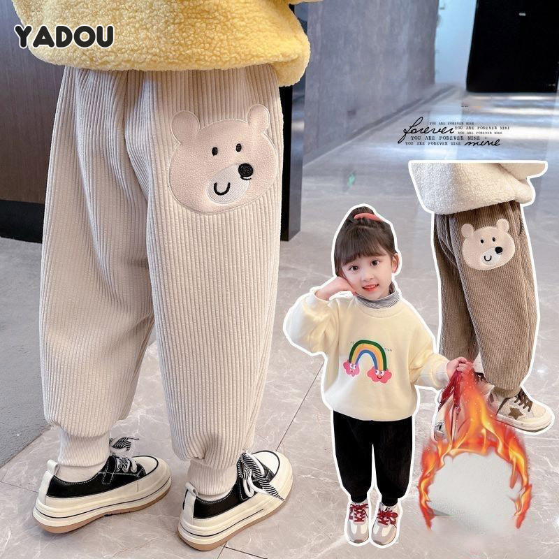 YADOU children's cartoon velvet warm leggings trousers, loose outer sports trousers for small and medium-aged girls ราคา 208 บาท*ส่งฟรี