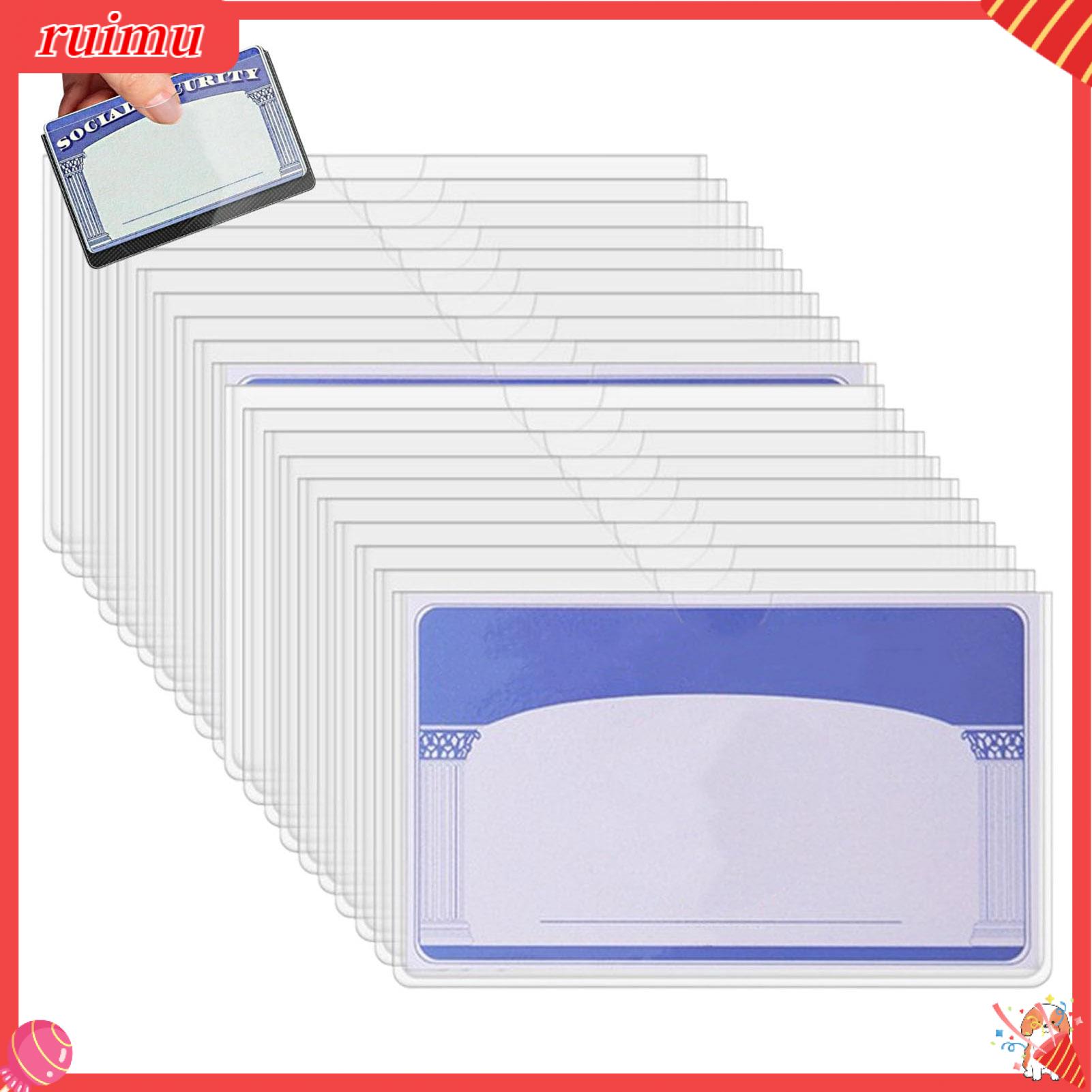 Ruimu chống xước đồ đựng thẻ miếng bọc trong đồ đựng thẻ 10/20 pcs thẻ trong suốt tay áo cho ID thẻ tín dụng ghi nợ nước nhựa PVC chịu chủ An sinh xã hội Medicare bảo vệ thẻ