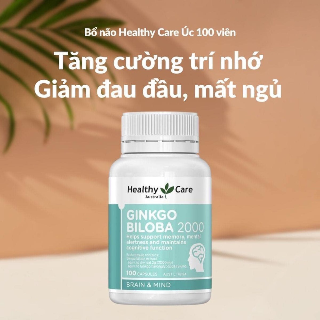 Viên Uống Bổ Não Ginkgo Biloba Healthy Care Úc 2000mg - 100 viên - CHÂT LƯỢNG HÀNG ĐẦU, SẢN PHẨM ĐẠT CHUẨN ĐƯỢC KHÁCH HÀNG ĐÁNH GIÁ CAO, ƯA CHUỘNG TRÊN THỊ TRƯỜNG MỜI KHÁCH YÊU TRẢI NGHIỆM