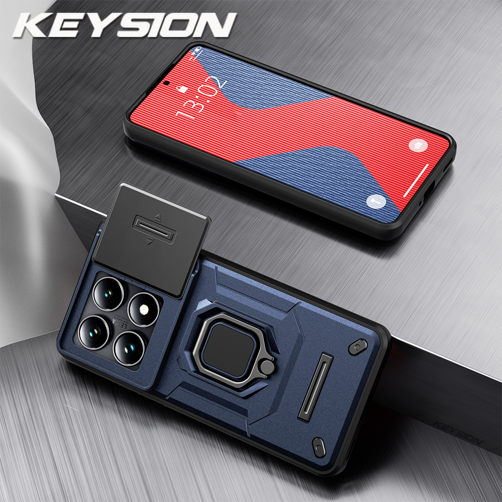 Keysion Chống Sốc Ốp giáp cho Xiaomi 14t Pro 5g trượt camera khung bảo vệ đứng điện thoại Ốp lưng ch