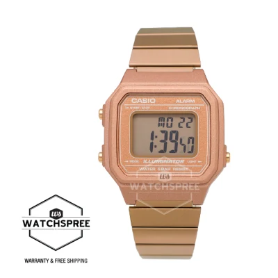 [WatchSpree] Casio Unisex Digital Rose Gold Ion Plated Stainless Steel Band Watch B650WC-5A B-650WC-5A