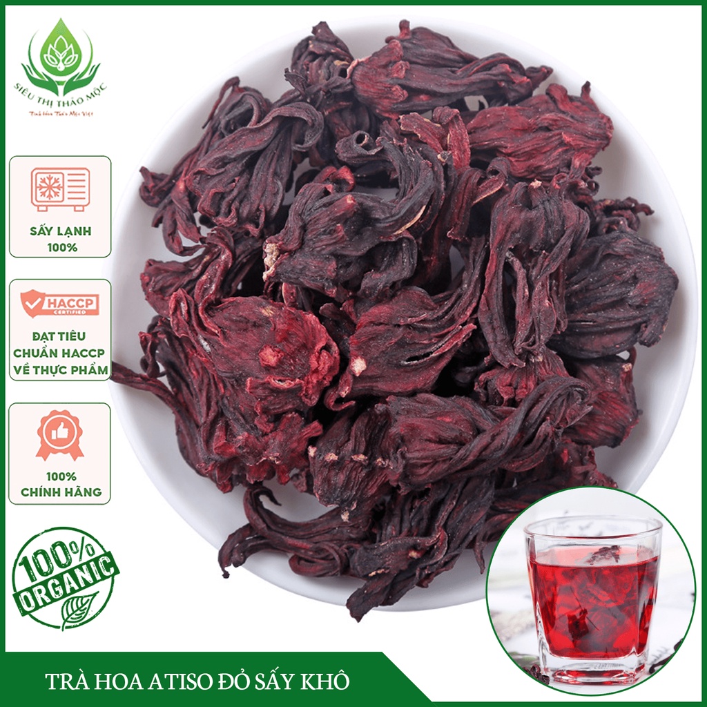 Trà hoa atiso đỏ 100gr sấy khô nguyên nụ hoa bụp giấm khô loại đẹp không nát