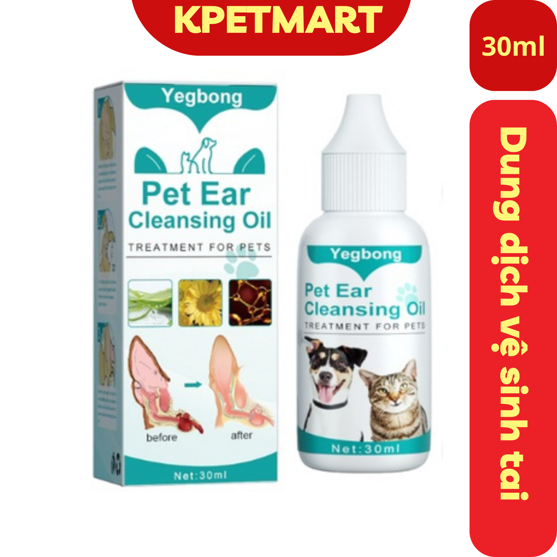 Dung dịch vệ sinh tai cho chó mèo yegbong 30ml