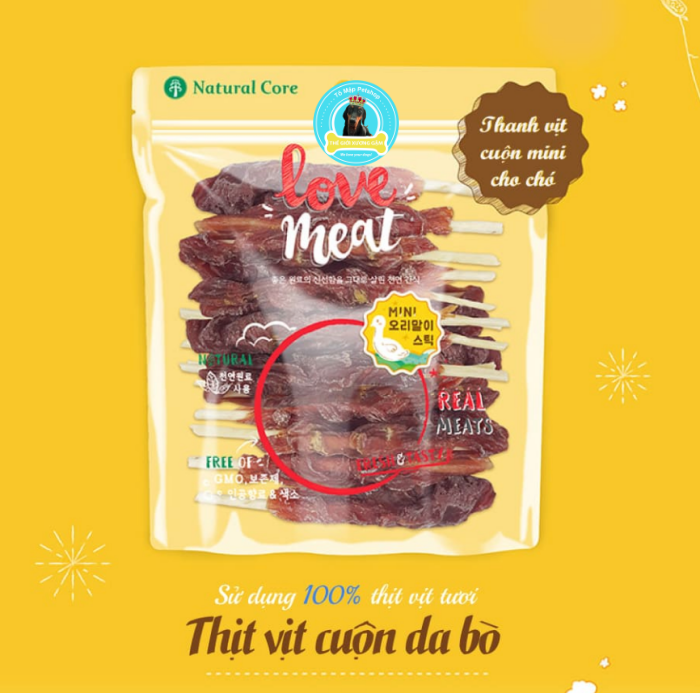 Natural core snack thịt cuộn da bò chạo que mini hàn quốc cho chó