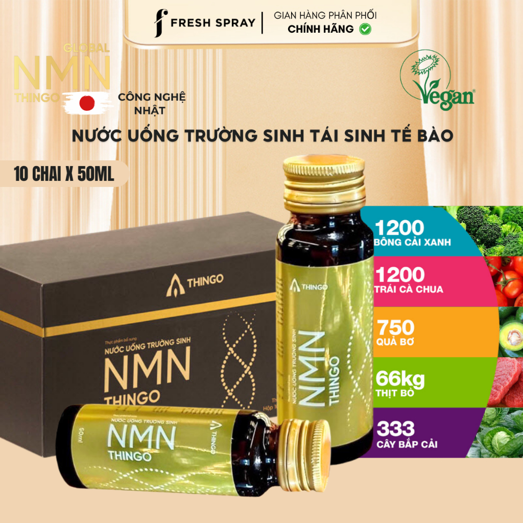 Nước Uống Trường Sinh NMN Thingo - Trẻ Hóa Làn Da, Nâng Cao Sức Khỏe Và Hệ Miễn Dịch 10X50ML