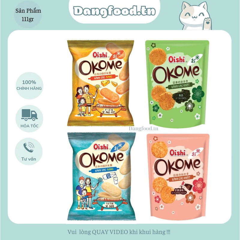 Bánh Gạo Nhật Rang Okome Oishi - Với 4 Hương Vị Đặc Trưng Nhật : Vị Phomai - Vị Sữa - Vị Tương - Vị 