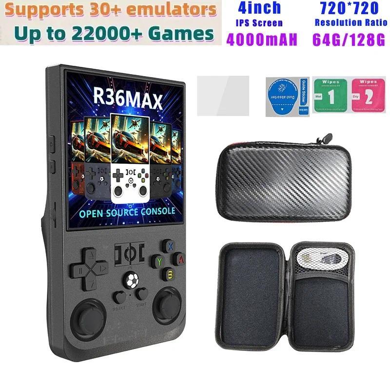 R36 Max Giao Diện Điều Khiển 4Inch IPS Màn Hình Mã Nguồn Mở Giao Diện Điều Khiển Retro Túi đầu phát video 128G lên đến 22000 + Trò Chơi Máy chơi game cầm tay