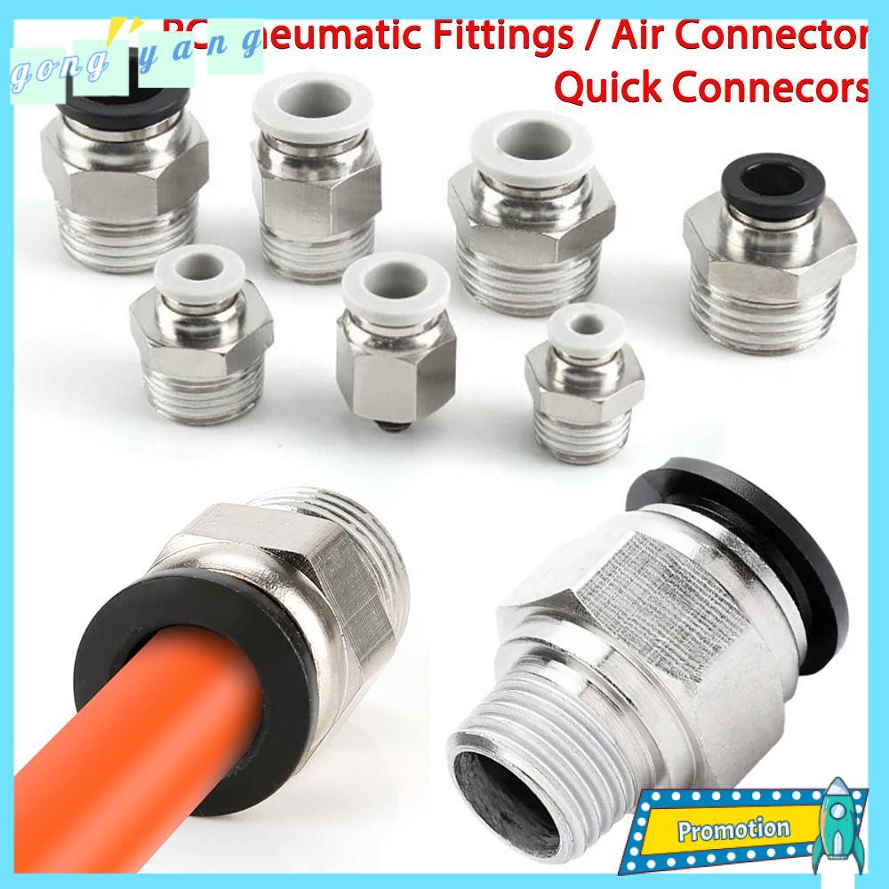 GONGYANG 1Pcs Chỉ đực 1/8 "1/4" 3/8 "1/2" Phụ kiện khí nén PC Thẳng Khớp nối ống Kết nối nhanh Đen Đầu nối không khí