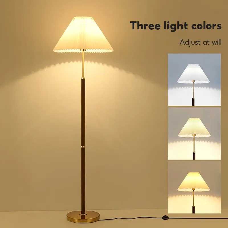 Floor Lamp With 3-Tier Storage Shelves 3-Color Dimmable Led Light For Living Room Bedroom