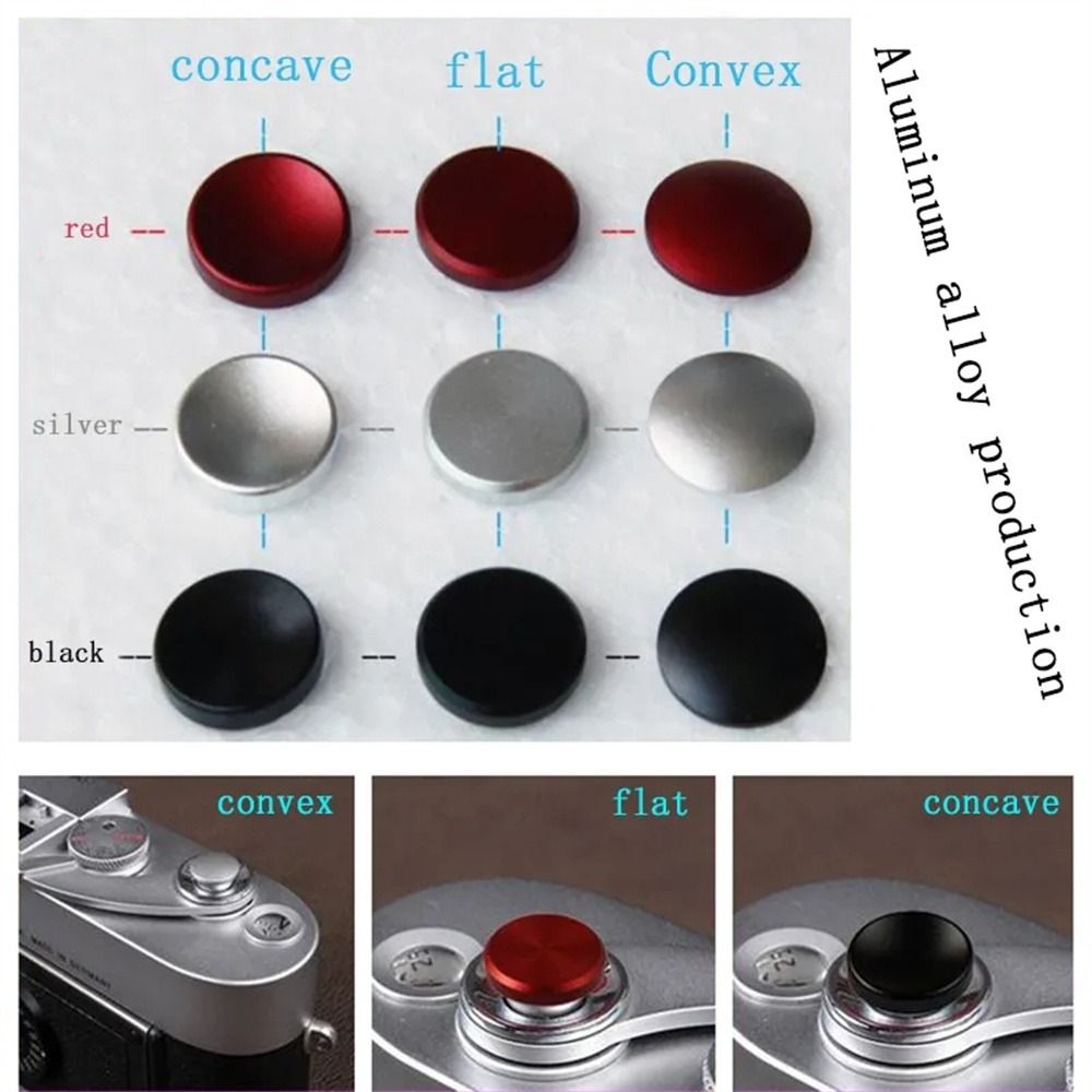 RANUN with Rubber Ring Camera Shutter Button Black Red Silver Flat Convex