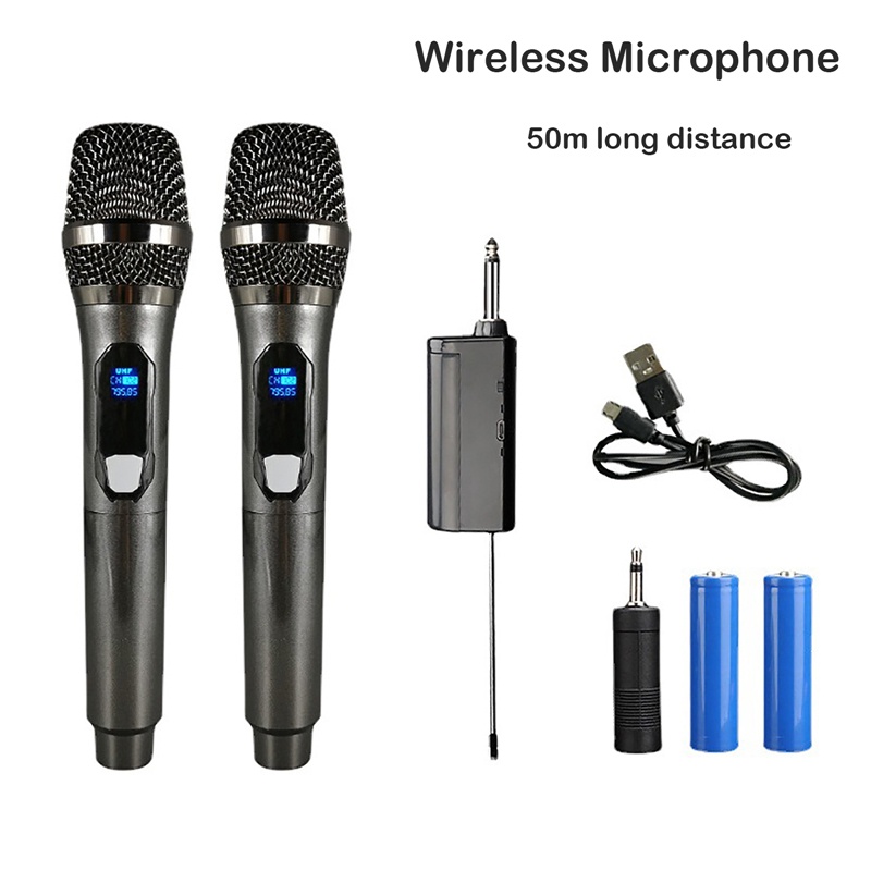 Mic-rô không dây kép cầm tay năng động Micro Karaoke với Receiver có thể sạc lại cho tiệc cưới