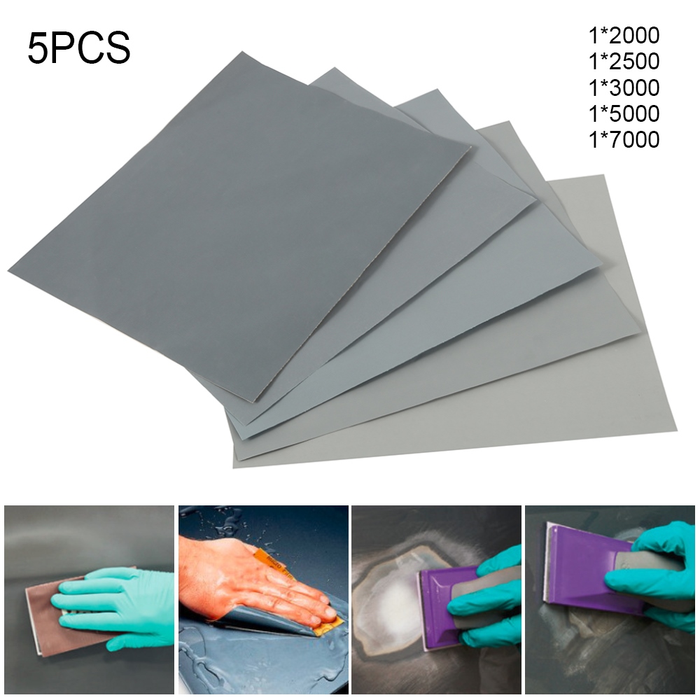 10Pcs Wet Dry Grind Sandpaper Sanding Sheet 5000/3000/2000/1000/800Grit Tools. 