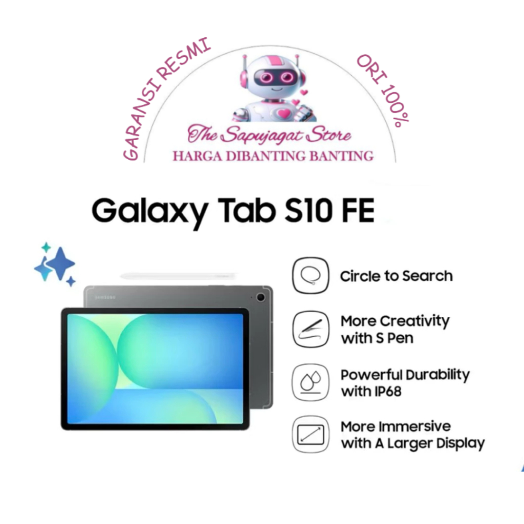 Samsung Tab S10 FE 5G WiFi Only 8/128 New Garansi Resmi Promo Bandung Harga  7,031,915 Ringgit*Penghantaran Percuma