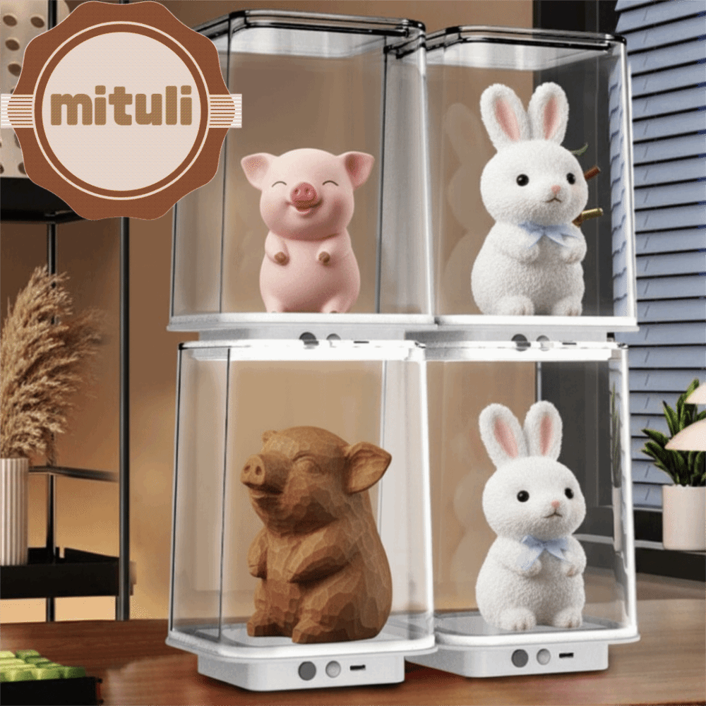 MITULI Trong suốt Bể cá Betta Cảm biến thông minh Sạc USB Bể cá để bàn Đa chức năng Nhựa Hộp lưu trữ mô hình Để lưu trữ