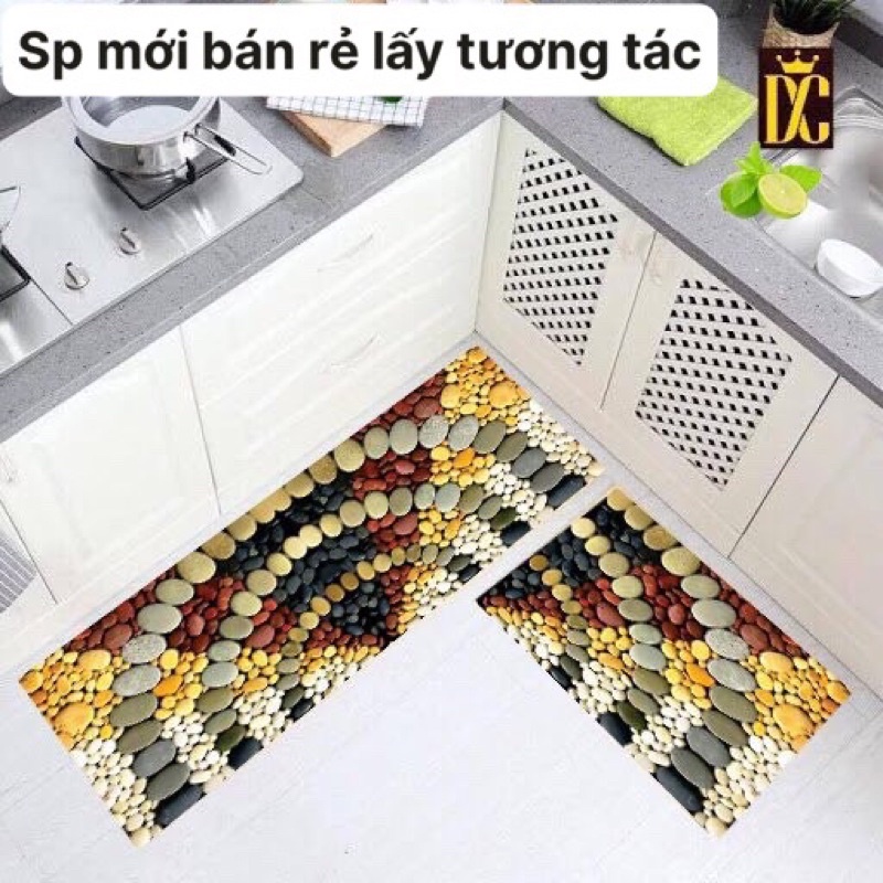Thảm bêp 3d, bộ thảm bếp 2 cái sang chảnh