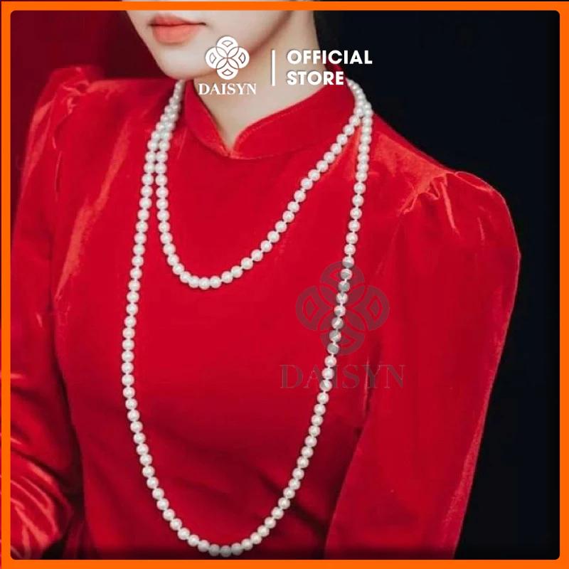 [ DAISYN ] N825 dây chuyền ngọc trai nhân tạo áo dài 150cm thắt nút giữa hạt , chuỗi hạt ngọc trai nhân tạo áo ngũ thân