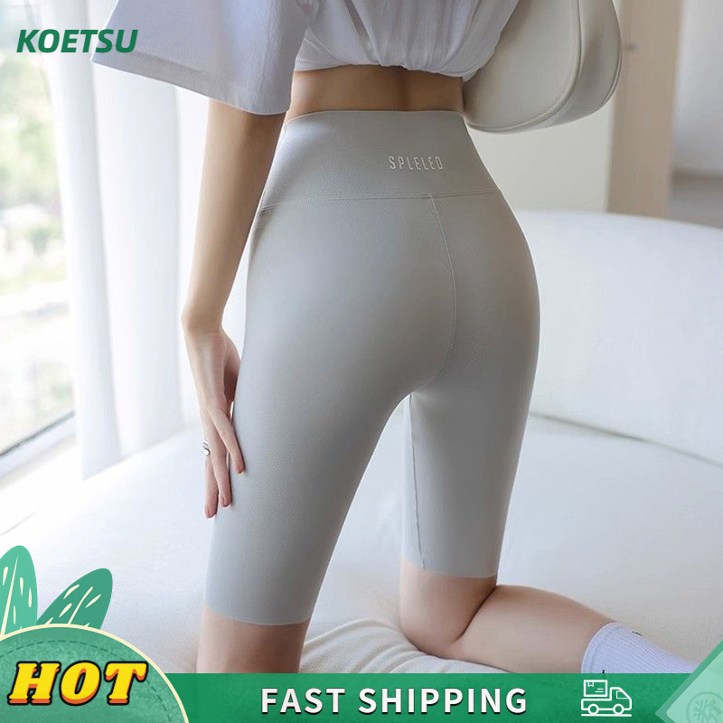 KOETSU【COD】Summer five-point shark pants for women to wear as outerwear, thin high waist, anti-exposure, belly-tightening safety pants, sports slim bottoming shorts