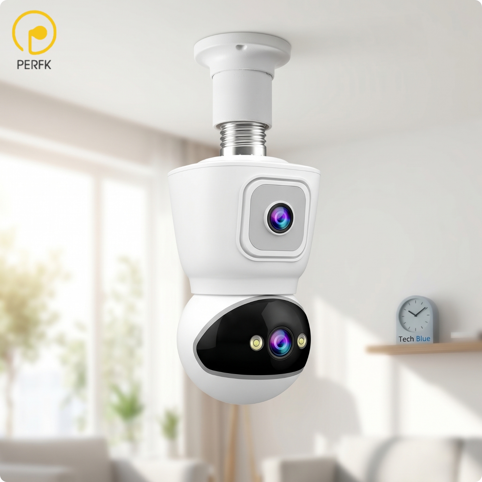 Perfk Screw-in Smart Light Bulb Security Camera Two-Way Audio Light Bulb Security Camera Wireless Local Recording for Pet Owners, Entryway ราคา 4,820 บาท*ส่งฟรี