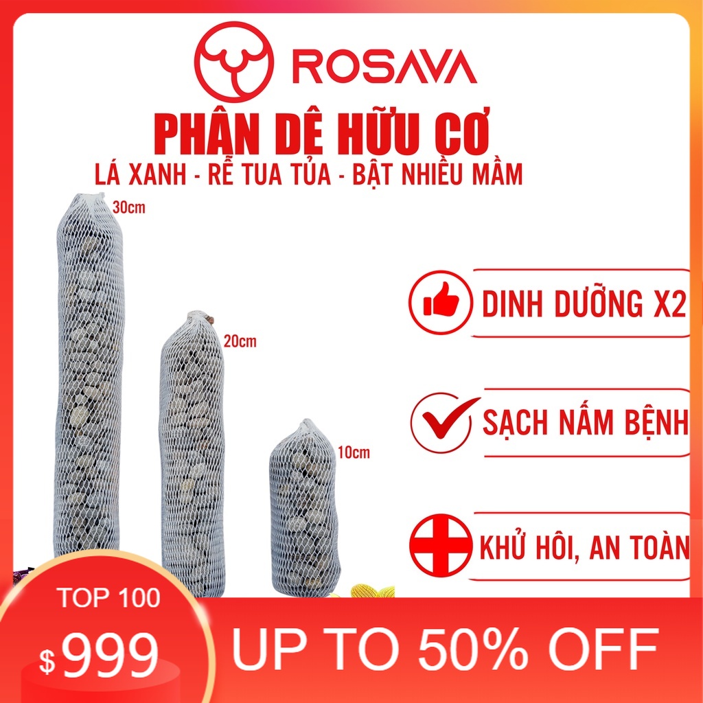 Phân dê trồng lan đã qua xử lý Rosava túi lưới 30cm sạch, rẻ, tiện, giàu dinh dưỡng bón hoa lan