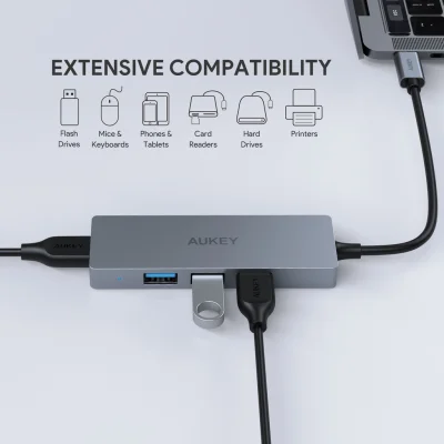 Aukey CB-C62 USB C to 4 Port USB 3.1 Aluminium Hub (18 Months Warranty)