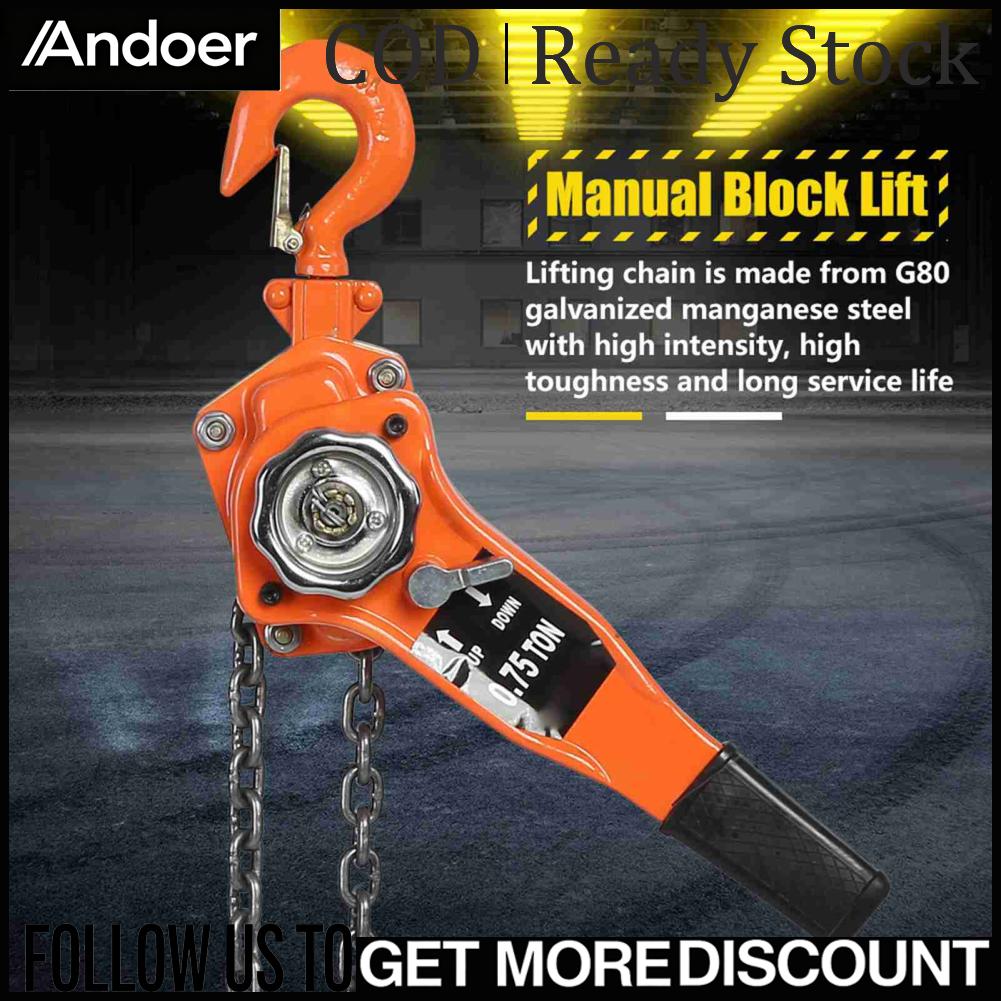 Andoer รอกโซ่สีส้ม ERYUE สำหรับการยกอย่างรวดเร็ว รอกโซ่บล็อกความจุน้ำหนัก 750 กก สำหรับการประชุมเชิงปฏิบัติการ ราคา 13,299 บาท*ส่งฟรี
