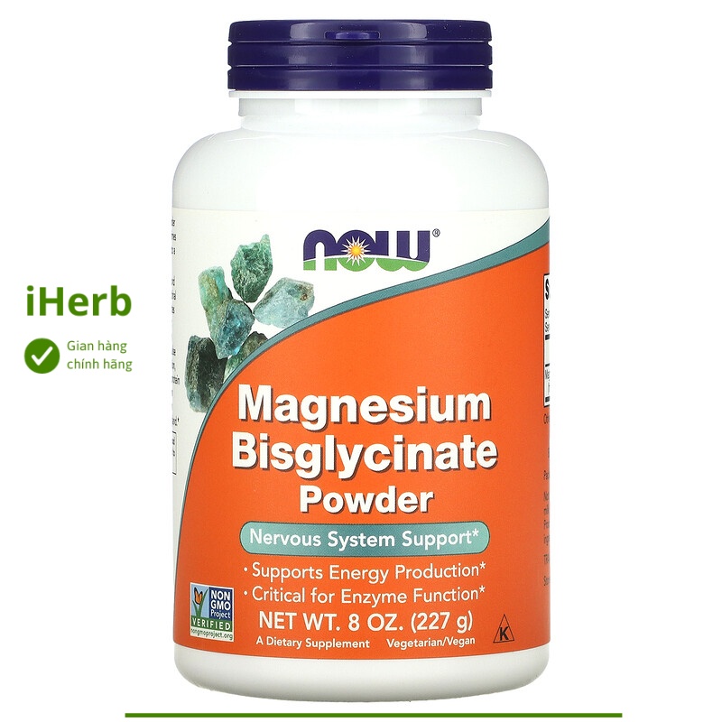Bột Magnesium Bisglycinate Powder hỗ trợ chức năng thần kinh của NOW