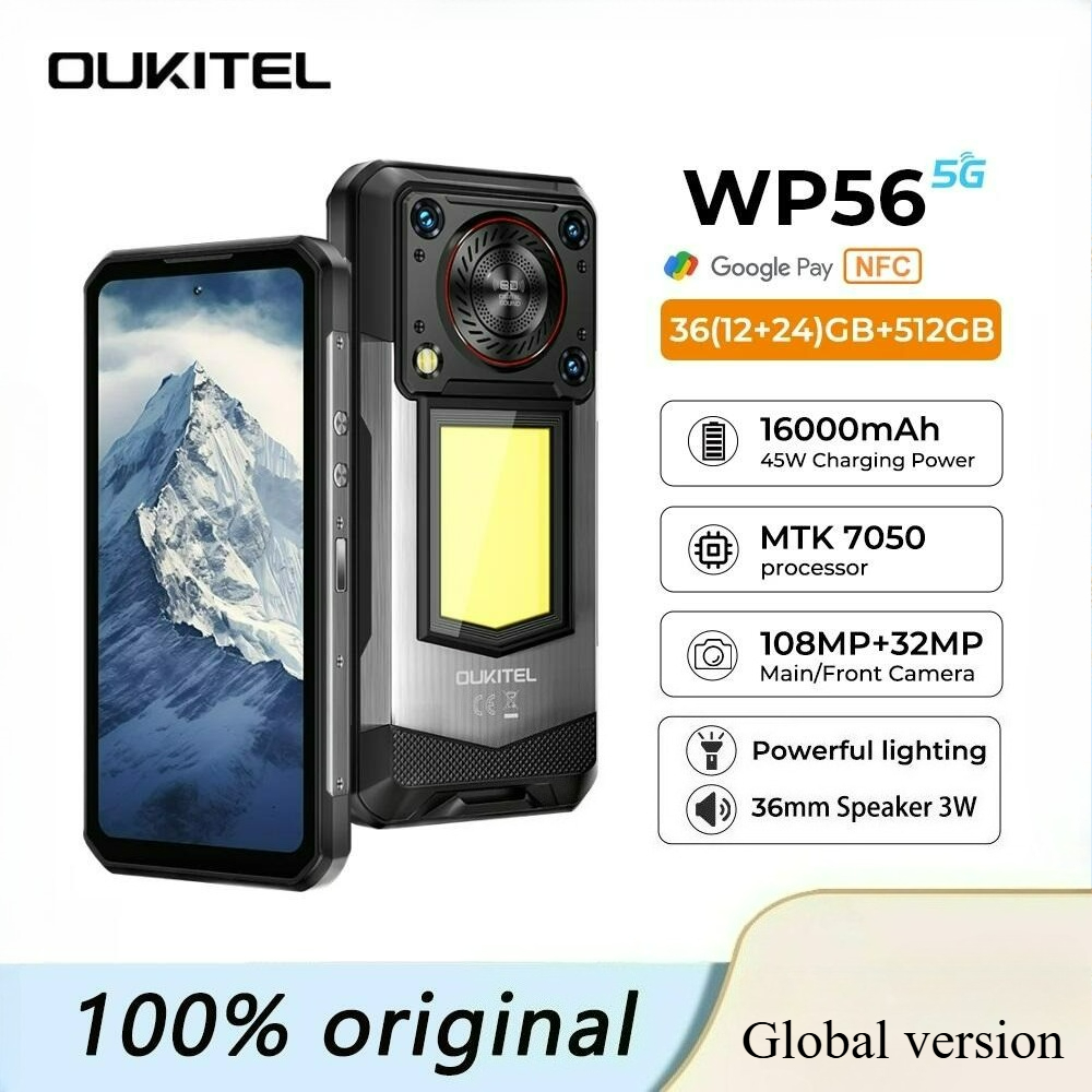 【Official shop】OUKITEL WP56 Rugged Smartphone 16000mAh 45w 12GB+512GB 6.8“FHD 120Hz MTK7050 32MP+108MP android 15 ราคา 10,599 บาท*ส่งฟรี